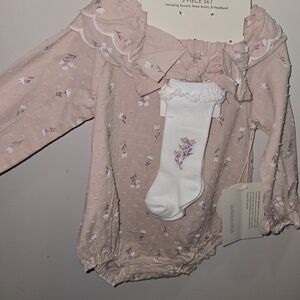 Charming Pink Floral Kids Bodysuit Set
